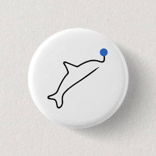 Bóton Redondo 2.54cm Golfinho Minimalista Arte de Linha Única com Bola