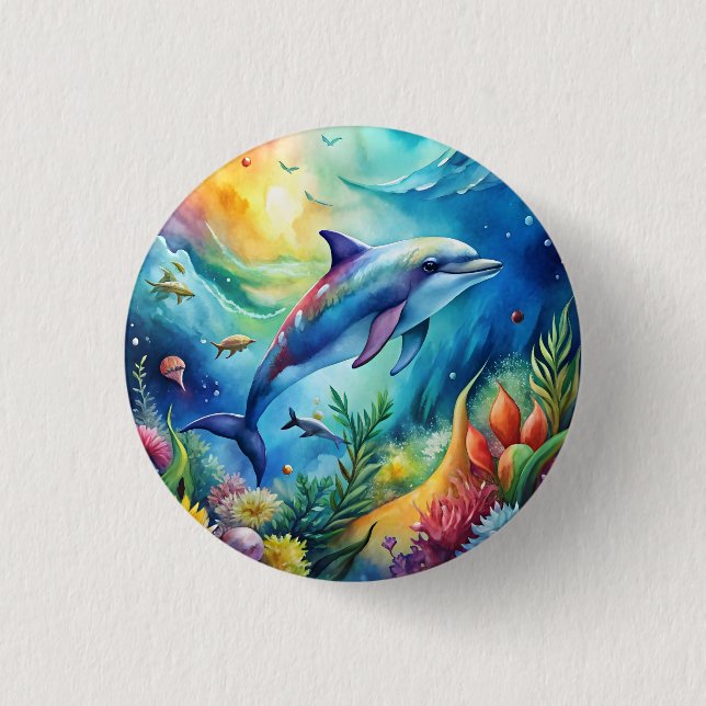 Bóton Redondo 2.54cm Golfinho Pintado (Frente)