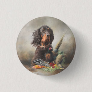 Bóton Redondo 2.54cm Gordon setter com faisões, Art