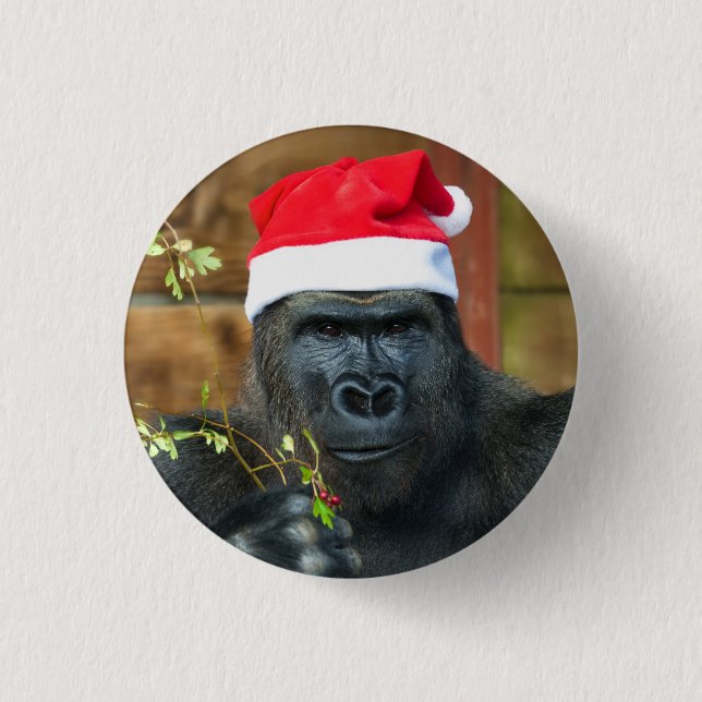 Bóton Redondo 2.54cm Gorilla Festive Cheer Unleash (Frente)