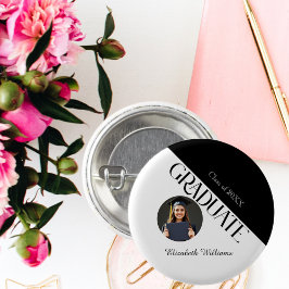 Bóton Redondo 2.54cm Graduação Simples Preto e Branco