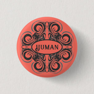 Bóton Redondo 2.54cm Grafite Curva Humana e Retro Coral