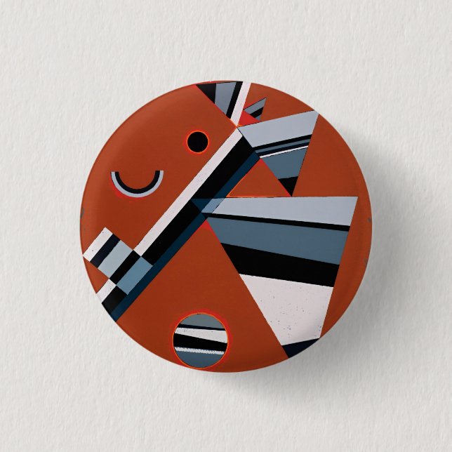 Bóton Redondo 2.54cm Gris por Kandinsky Abstrato Painting Modern Art (Frente)