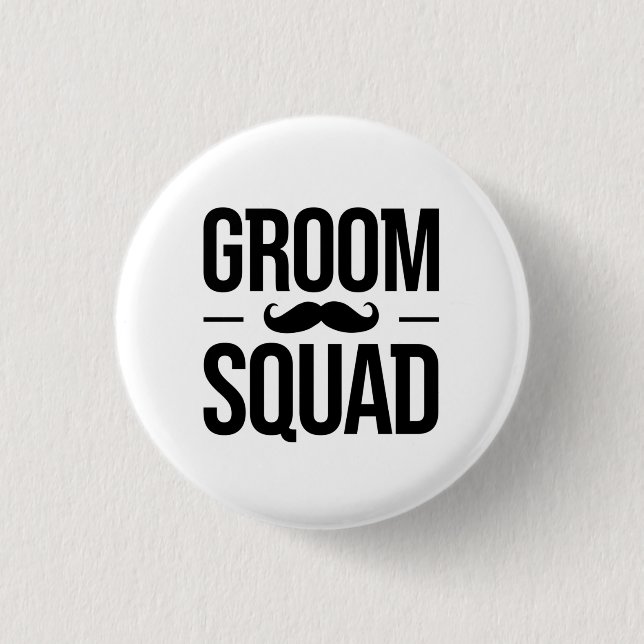 Bóton Redondo 2.54cm Groom Squad Mustache (Frente)