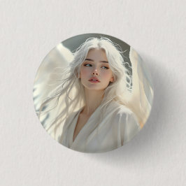 Bóton Redondo 2.54cm Guardião Luminoso - Anjo da Aurora Prateada