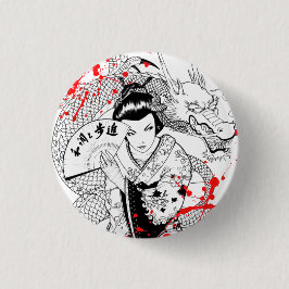Bóton Redondo 2.54cm Gueixa legal do splatter do sangue com tatuagem do