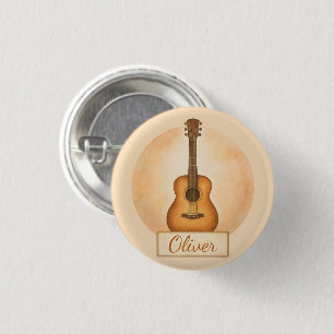 Bóton Redondo 2.54cm Guitarra Acústica Nome Personalizado Para Amantes