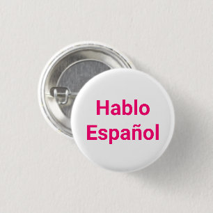 Bóton Redondo 2.54cm Hablo Español cor-de-rosa branco Falo Espanhol