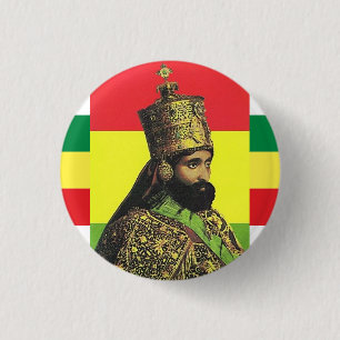 Bóton Redondo 2.54cm Haile Selassie I Jah Rastafari Rasta Reggae Roots