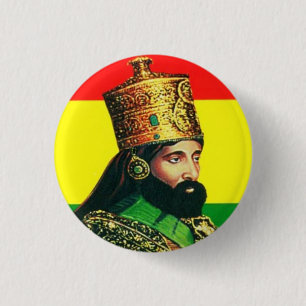 Bóton Redondo 2.54cm Haile Selassie I Jah Rastafari Reggae Rasta Button