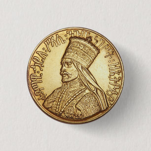 Bóton Redondo 2.54cm Haile Selassie império of Ethiopia Rastafari