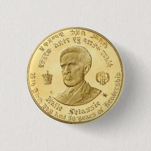 Bóton Redondo 2.54cm Haile Selassie império of Ethiopia Rastafari