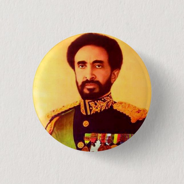Bóton Redondo 2.54cm Haile Selassie Rastafari Button - Jah Messiah - (Frente)