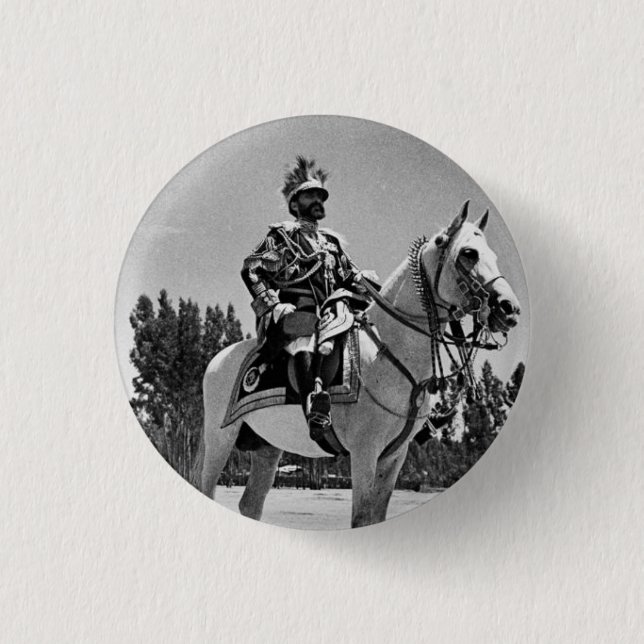 Bóton Redondo 2.54cm Haile Selassie Rastafari Button - Jah Messiah - (Frente)