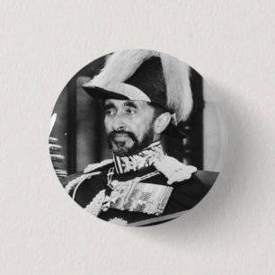 Bóton Redondo 2.54cm Haile Selassie Rastafari Button - Jah Messiah -