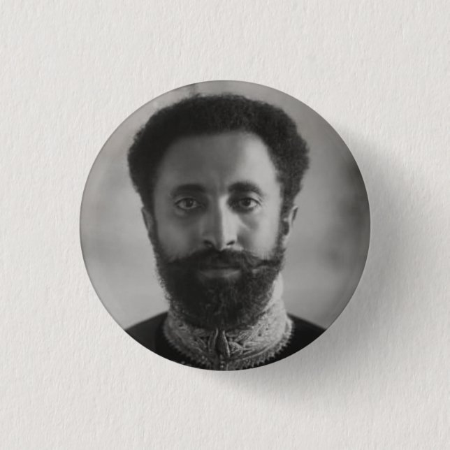 Bóton Redondo 2.54cm Haile Selassie Rastafari Button - Jah Messiah - (Frente)