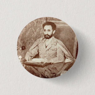 Bóton Redondo 2.54cm Haile Selassie Rastafari Button - Jah Messiah -
