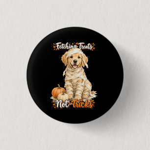 Bóton Redondo 2.54cm Halloween Fofo Retriever Dourado Múmia Truques Pre