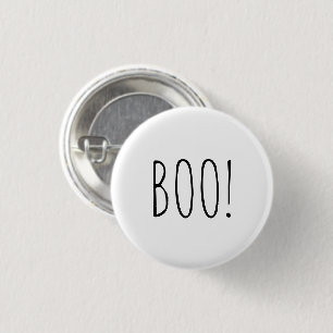 Bóton Redondo 2.54cm Halloween minimalista de tipografia boo branca ass