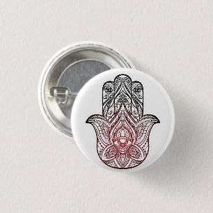 Bóton Redondo 2.54cm Hamsa com padrão boho