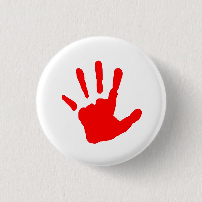 Bóton Redondo 2.54cm Handprint vermelho (Frente)