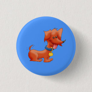 Bóton Redondo 2.54cm Happy Cartoon Dachshund