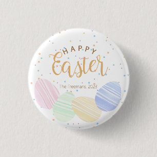 Bóton Redondo 2.54cm Happy Easter Personalized Watercolor Eggs