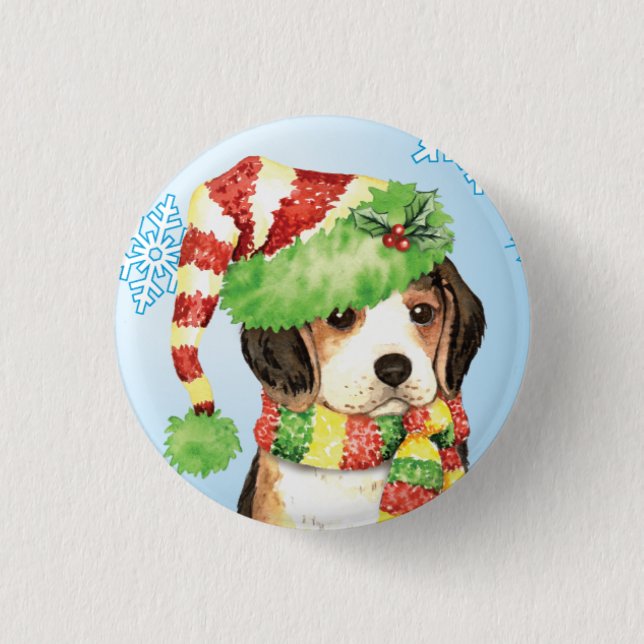 Bóton Redondo 2.54cm Happy Howliday Beagle (Frente)