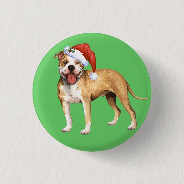 Bóton Redondo 2.54cm Happy Howliday Pit Bull Terrier (Frente)