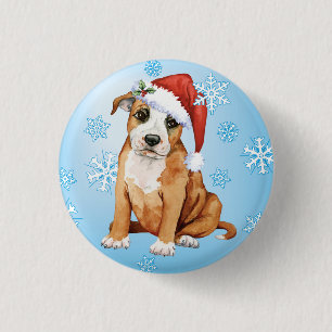 Bóton Redondo 2.54cm Happy Howlidays Staffordshire Bull Terrier