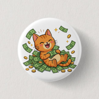 Bóton Redondo 2.54cm Happy Money Cat Button