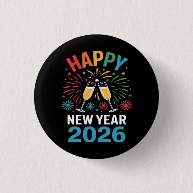 Bóton Redondo 2.54cm Happy New Year 2026 Party Funny New Years Eve 2026 (Frente)