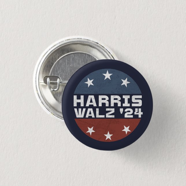 Bóton Redondo 2.54cm Harris Walz 2024 Campaign USA Flag (Frente & Verso)