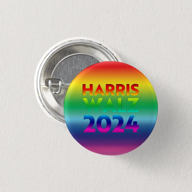 Bóton Redondo 2.54cm Harris Walz 2024 gradiente do arco-íris lgbtq orgu (Frente & Verso)