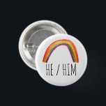 Bóton Redondo 2.54cm HE/HIM Pronounes Watercolor Rainbow<br><div class="desc">Decorre sua roupa com este botão de arte legal. Você pode personalizá-lo e adicionar texto também. Procure em meu compro muito mais cores e padrões! Avise-me se quiser algo personalizado também.</div>