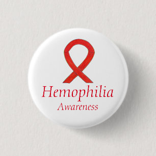 Bóton Redondo 2.54cm Hemofilia Vermelha Sensibilização Fita de Arte P