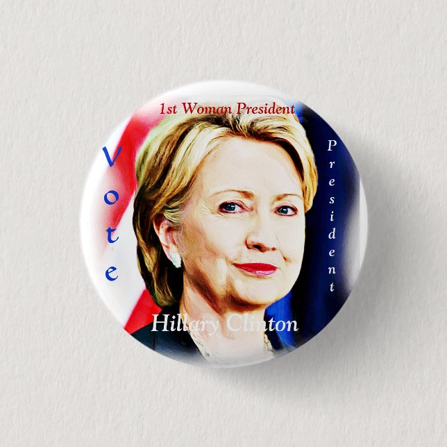 Bóton Redondo 2.54cm Hillary Clinton 2016_ (Frente)