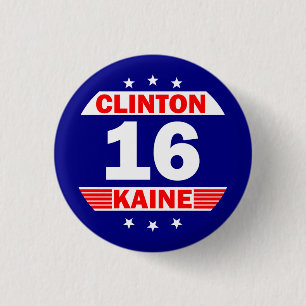 Bóton Redondo 2.54cm Hillary Clinton e Tim Kaine 2016