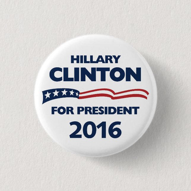 Bóton Redondo 2.54cm Hillary Clinton para o presidente 2016 (Frente)