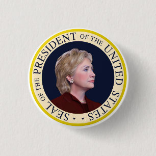 Bóton Redondo 2.54cm Hillary Clinton - selo do presidente os Estados