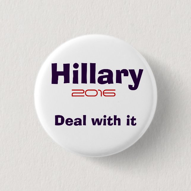 Bóton Redondo 2.54cm Hillary R Clinton 2016 (Frente)