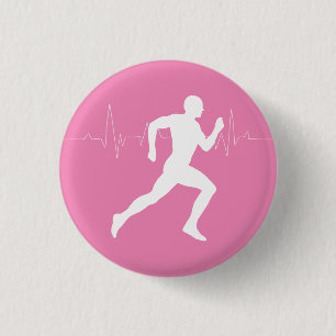 Bóton Redondo 2.54cm Homem Runners Silhouette em Fundo Rosa