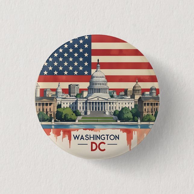 Bóton Redondo 2.54cm Horizonte de Washington DC (Frente)