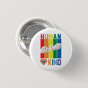 Bóton Redondo 2.54cm Humano   Ser gentil   Arco-íris   LGBTQ