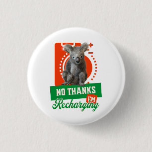 Bóton Redondo 2.54cm Humor de Koala Carregando Introvertido