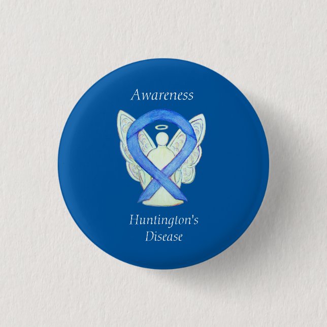 Bóton Redondo 2.54cm Huntington's Disease Awarness Ribbon Angel Pin (Frente)