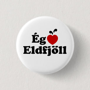 Bóton Redondo 2.54cm I Heart (Love) Volcanoes [Ég Elska Eldfjöll]