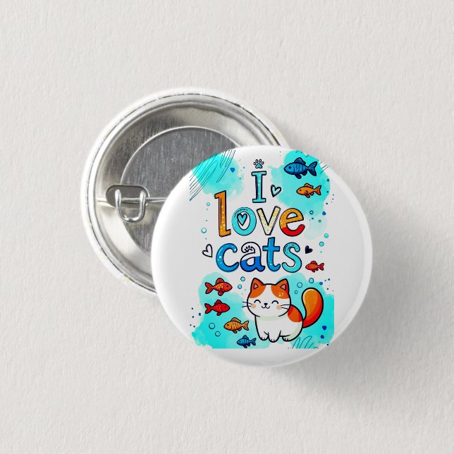 BÓTON REDONDO 2.54CM I LOVE CATS (Frente & Verso)