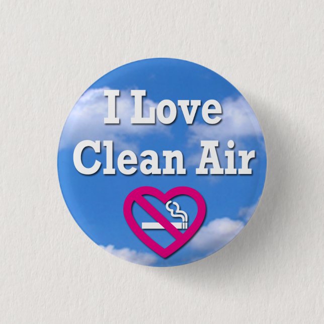 Bóton Redondo 2.54cm I Love Clean Air (Frente)