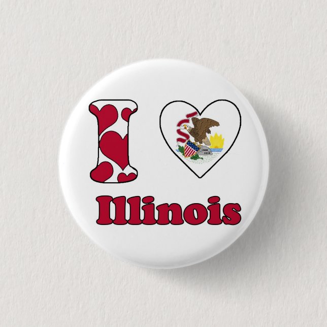 Bóton Redondo 2.54cm I love Illinois (Frente)